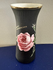 Garmisch Partenkirchen Hand-painted Creidlitz Bud Rose Vase Black Gold Vintage picture