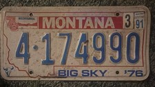 Montana BIG SKY '76 License Plate Original Vintage picture