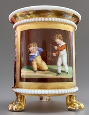 1800s FRENCH EMPIRE SEVRES STYLE  PORCELAIN PARIS CHOCOLATE CUP 5.25”H DAGOTY. picture