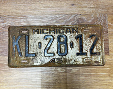 Vintage 1945 Michigan License Plate Tag KL 28 12 45 Collectible picture