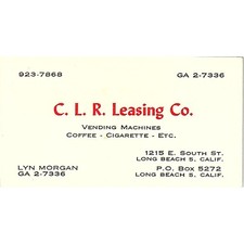 Lyn Morgan C.L.R. Leasing Co Long Beach CA Vintage Business Card SE5-B1 picture