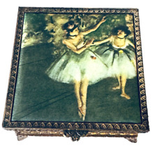 Schmid Bros. Gold Filigree Music Box Swan Lake  Top w/ Ballet Dancers Padded Top picture