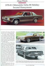 1978 1979 1980 1981 OLDSMOBILE DELTA 88 HOLIDAY 3 pg Color Article picture