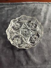 Heavy Clear Pressed Glass 5” Round Dish / Ashtray, Star Burst/Geometric Pattern picture