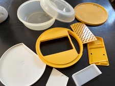Vintage 1986 Tupperware Kitchen Work Unit Yellow & White Multi-Prep Food Slicer picture