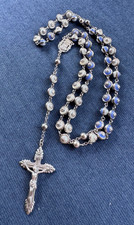 Creed Sterling Silver Crucifix Catholic Prayer Rosary Glass Beads 25” picture