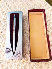 Vintage 1962 Lindy Executive Ballpoint Pen Chrome • WFKY Frankfort •Original Box picture