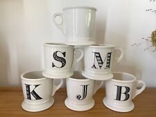 Anthropologie White Mug Black Monogram Letter Initial - Select Yours picture