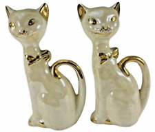 Vintage Lusterware Gold Trim Cats Kittens Animals Salt and Pepper Shakers   picture
