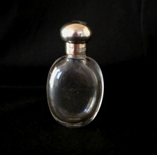 Antique Perfume Bottle Flask UK Crystal Sterling Silver Alfred Clark London 1899 picture