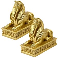 2pcs Sphinx Figurine Resin Craft Egyptian Mythology Pharaoh Statue Vintage Antiq picture