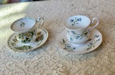 Queens Rosina England Bone China 2-Cups 2-Saucers Special Flowers DAISY BLUEBELL picture