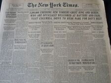 1939 JUNE 11 NEW YORK TIMES - 3.5 MILLION NEW YORKERS GREET KING QUEEN - NT 7281 picture