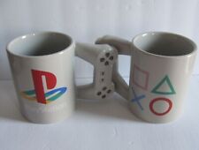 Lot of 2 Vintage PlayStation Controller Handle Ceramic Coffee Mugs Official NEW  picture