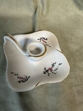 Vintage Ucagco Floral Porcelain Candlestick Holder White Pink Flowers Gold Trim picture