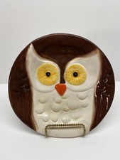 Brown Owl Porcelain Decorarive Plate With Holder 8 Inch Diameter picture