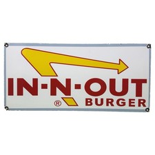 VINTAGE IN-N-OUT BURGER PORCELAIN SIGN DINER RESTAURANT ARROW 18