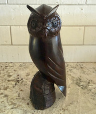 Vintage hand carved ironwood Owl picture