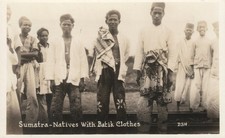 Real Photo Sumatra Natives with Batik Clothes POSTCARD RPPC Sumatran Men picture