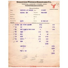 1929 Stratton-Warren Hardware Co Letterhead Billhead Memphis TN AD1 picture