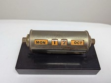 Vintage Brass Barrel Perpetual Desk Calendar Drum Roller Mid Century picture