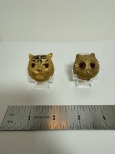 Vintage RARE Florenza glass eyed tiger and owl solid perfume compacts - 463 picture