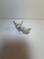 Vintage Porcelain Puppy Dog Figurine with Blue Bow Made in Germany picture