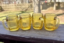 Vtg. Small Barrel Mugs shot glass set of 4 Amber Shot Glass 2 Oz. picture