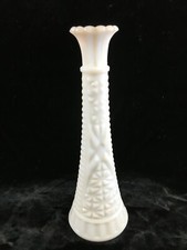 Anchor Hocking White Milk Glass Bud Vase Hobnail & Bars picture