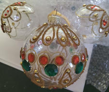 Disney Parks Mickey Mouse Ears Icon Clear Bejeweled Holiday Glass Ornament picture