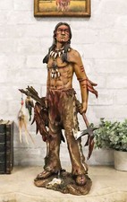 Native American Indian Eagle Warrior Tribal Hero With Axe And Shield Figurine picture