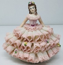 Vintage Irish Dresden Porcelain Tracy Lace Dress Figurine picture