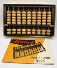 Vintage 1957 Fujimoto Japanese made Abacus w/ Instruction book & original box picture