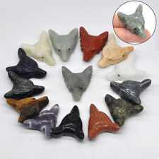 Wolf Head Pendant Natural Crystal Healing Quartz Stone Carved DIY Necklace Decor picture