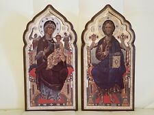 2 Wooden Religious Christian Plaques Wall Hangings Decor Stamped Relief Artwork picture