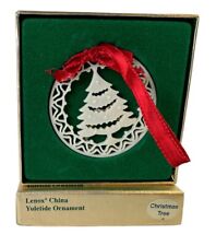 Lenox China Yuletide Ornament Christmas Tree 1985 Pierced Porcelain picture