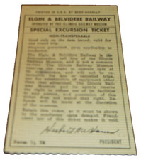 JULY 1974 ILLINOIS RAILWAY MUSEUM ELGIN & BELVIDERE RAILWAY TICKET picture