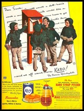 1939 Karo Syrup Vintage PRINT AD Dionne Quintuplets Christmas Pitcher Pancakes picture