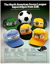 PRINT AD 1978 AJD North American Soccer League Superstripe 70's NASL Hat Form Ad picture
