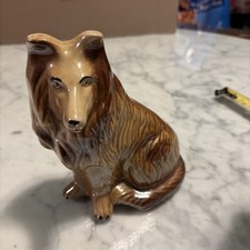 Vintage Ceramic Collie Lassie Dog Figurine Brazil 4655 High Gloss Brown 6