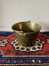 Antique c.1851  H.W. HAYDEN'S Ansonia 7.5in x 12in Brass Kettle Bucket Pail picture