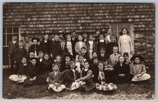 RPPC School Class Group Photo Children Teacher Shingled Schoolhouse c1910 picture
