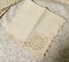 Vintage Ivory Cutwork Linen Napkins Set of 11 picture