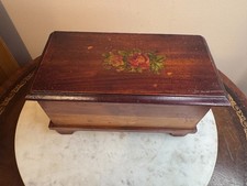 Vintage Royal Line Wood Trinket Box Brown Rectangle Floral Rose Design READ picture