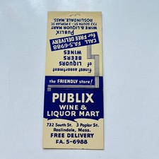 Publix Wine & Liquor Mart Roslindale MA Vintage Matchbook Cover TMB94-5 picture