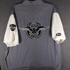 VTG Harley-Davidson Mechanic Patch Shirt Men's 2XL Button Up Double Sided Eagle picture