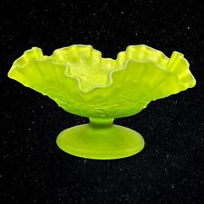 Vintage Westmoreland Green Satin Frosted Maple Leaf Footed Candy Dish 4”T 8”W picture