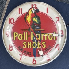 RARE 15” POLL-PARROT SHOES ADVERTISING CLOCK picture