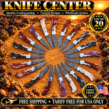 Lot Of 20, Handmade Damascus Steel Folding Pocket knives Resin Handle W/sheaths picture