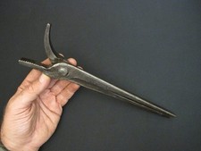 Vtg Hand-Forged Blacksmith Self-Gripping Curved Pipe Pliers/Wrench Antique Tool picture